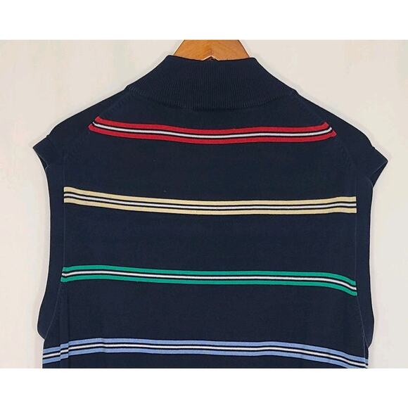Fairway & Greene Sweater Vest Men's 1/4 Zip Pullover Blue Stripes Large - Picture 5 of 9
